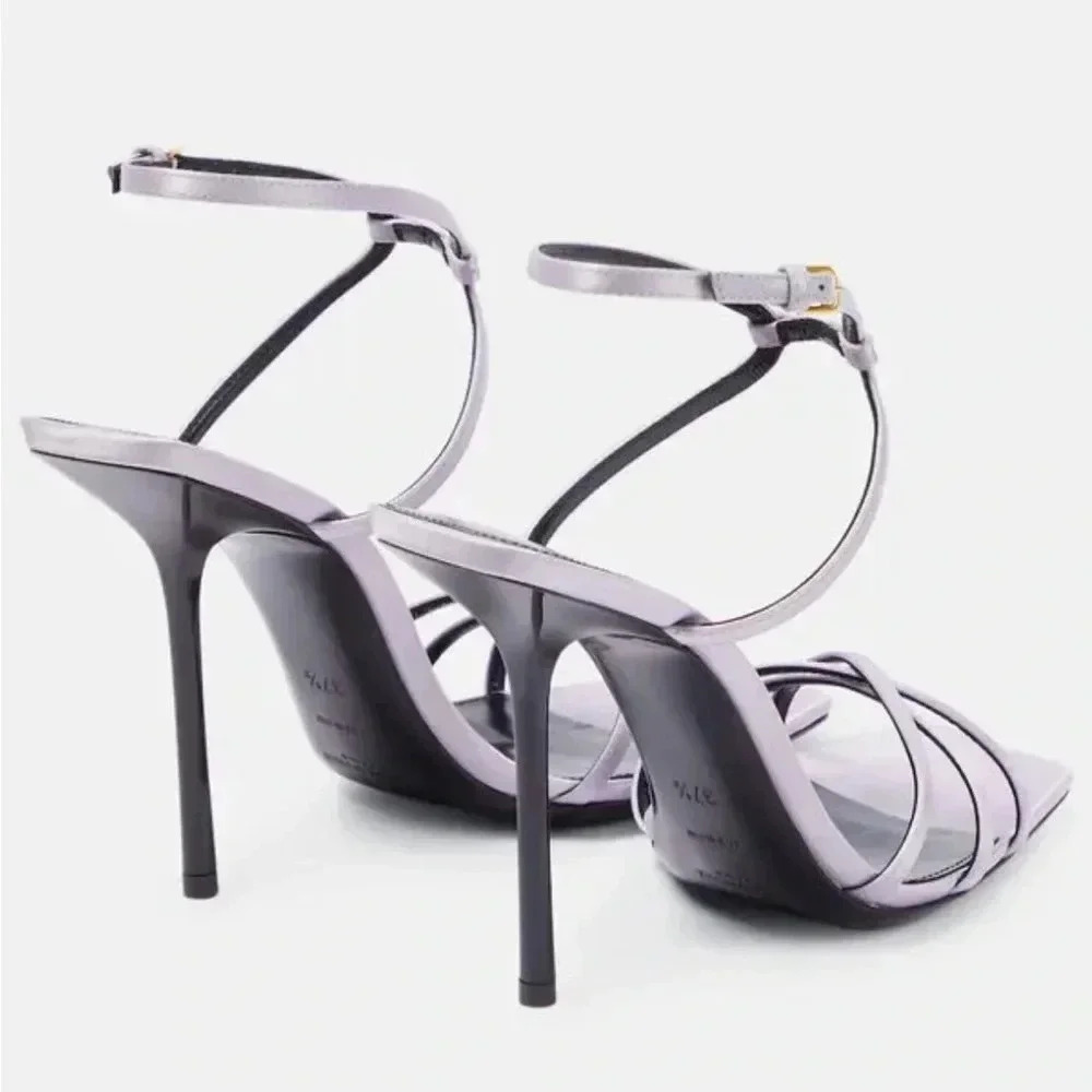 YSL YVES SAINT LAURENT NIB Nuit 105 Crepe Satin Sandals Heels Stilettos 38.5 - Picture 2 of 14